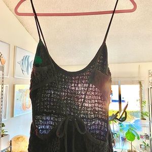 Free People Open Back Spaghetti Strap Dress, Black, Maci, Adjustable Straps